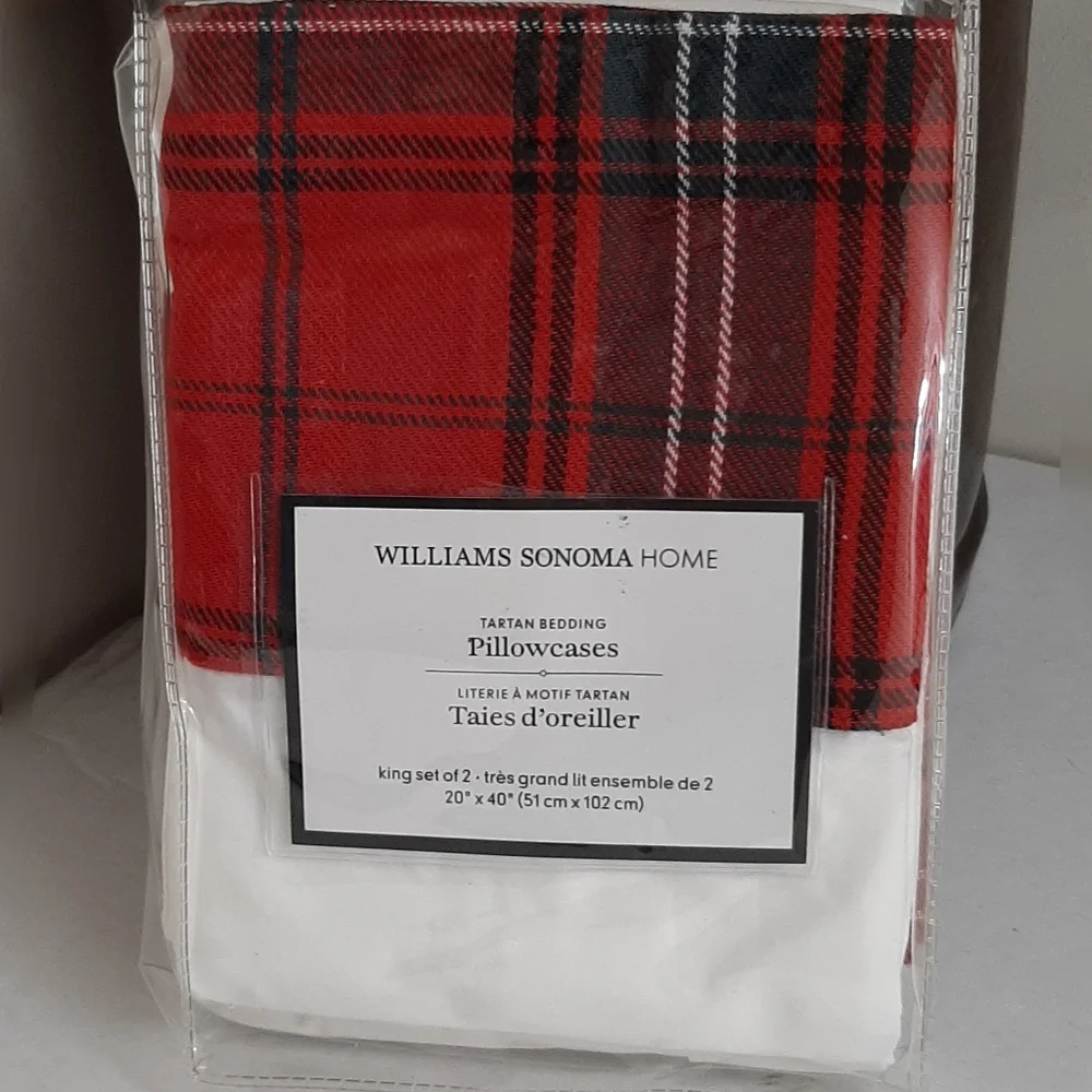 Williams Sonoma Tartan KING pillowcases (1 pair)